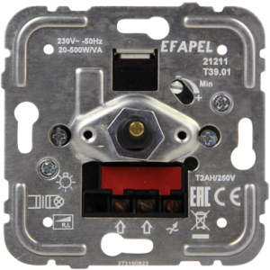 Stmívač otočný pro halogenky s vinutým transformátorem RL 20-500W/VA.